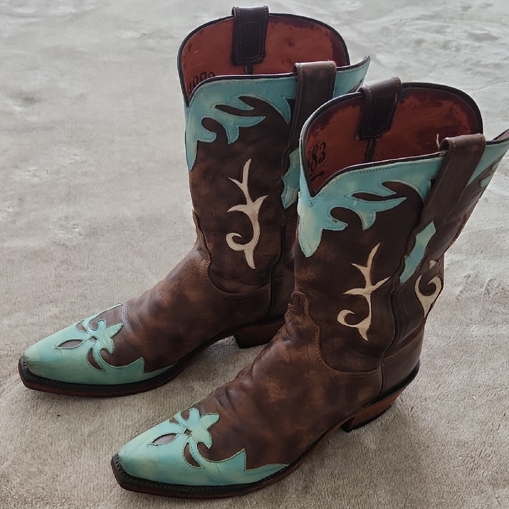 Lucchese 1883 boots turquoise embellished